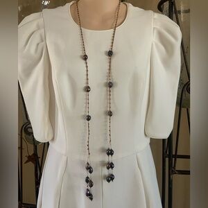 Beautiful Macrame Beaded Iridescent Pearl Wrap Necklace Bracelet